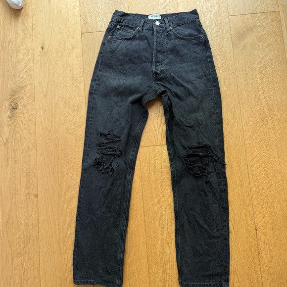 AGOLDE 90'S JEANS BLACK DISTRESSED -23 - Picture 3 of 15